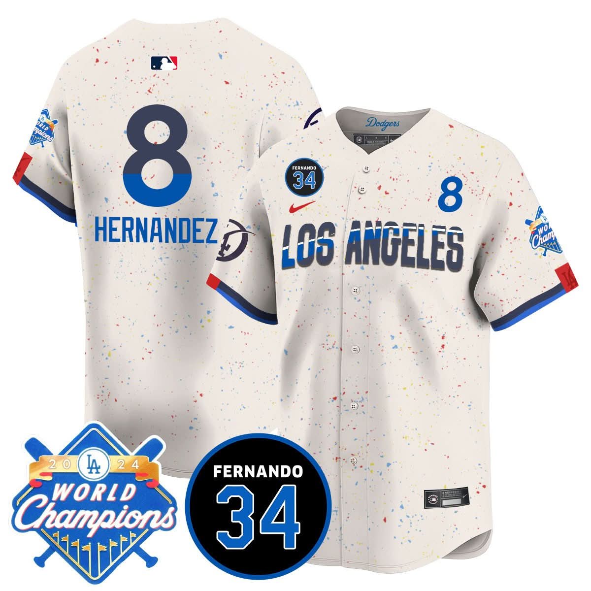 LA LAD - World Series Champions 2024/Fernando Valenzuela Memorial Jersey - Stitched
