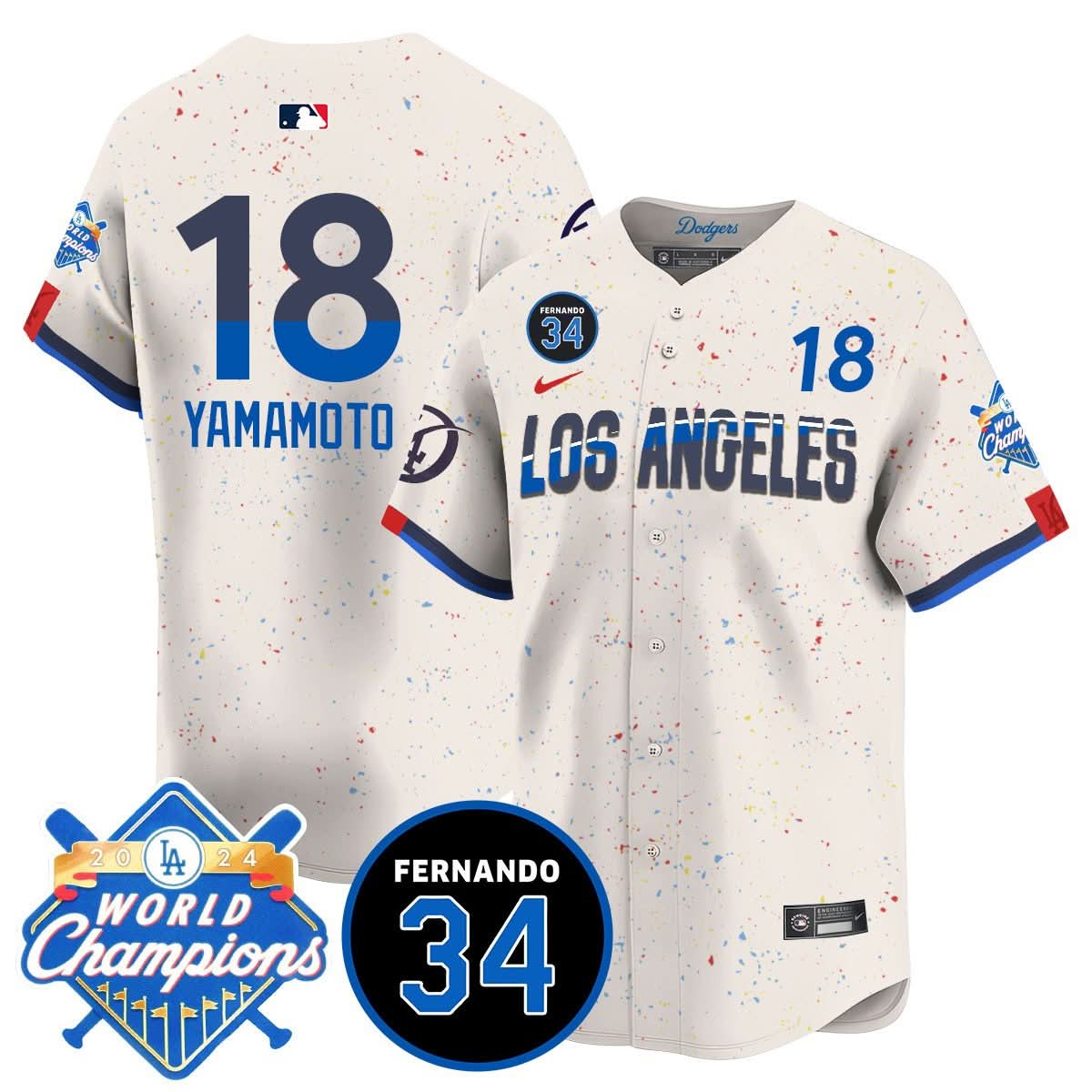 LA LAD - World Series Champions 2024/Fernando Valenzuela Memorial Jersey - Stitched