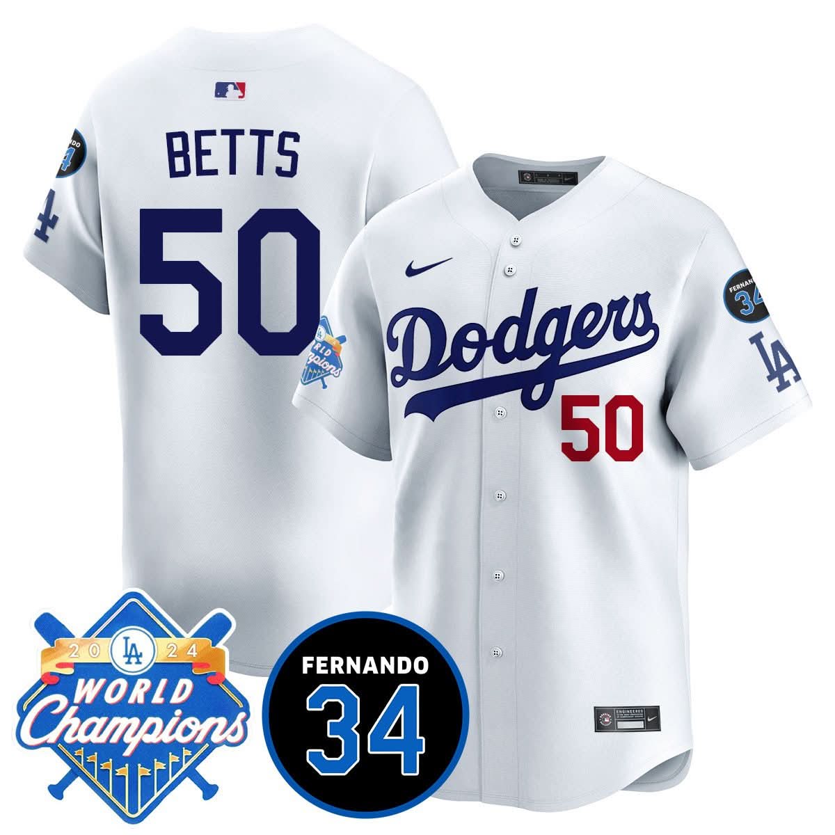 LA LAD - World Series Champions 2024/Fernando Valenzuela Memorial Jersey - Stitched