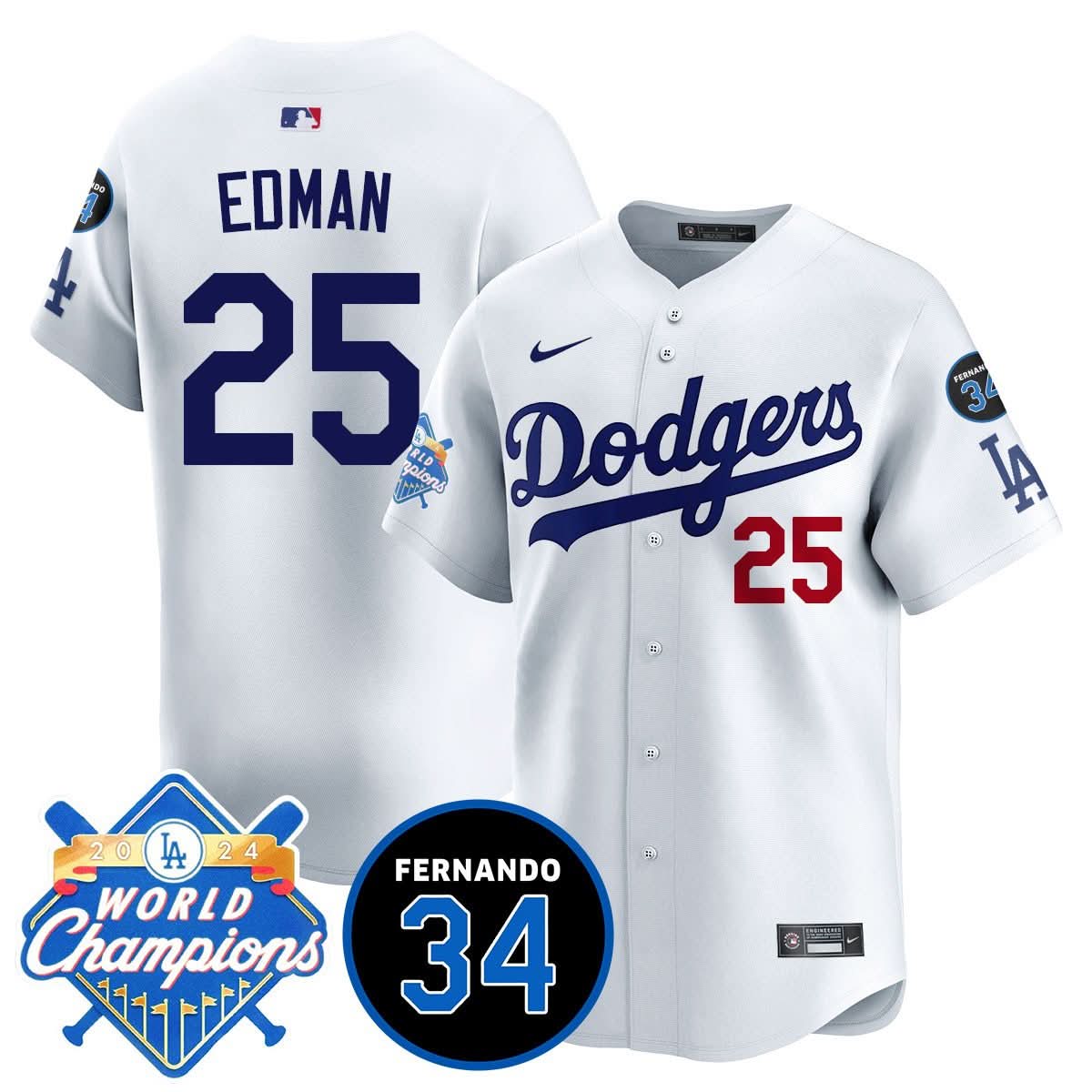 LA LAD - World Series Champions 2024/Fernando Valenzuela Memorial Jersey - Stitched