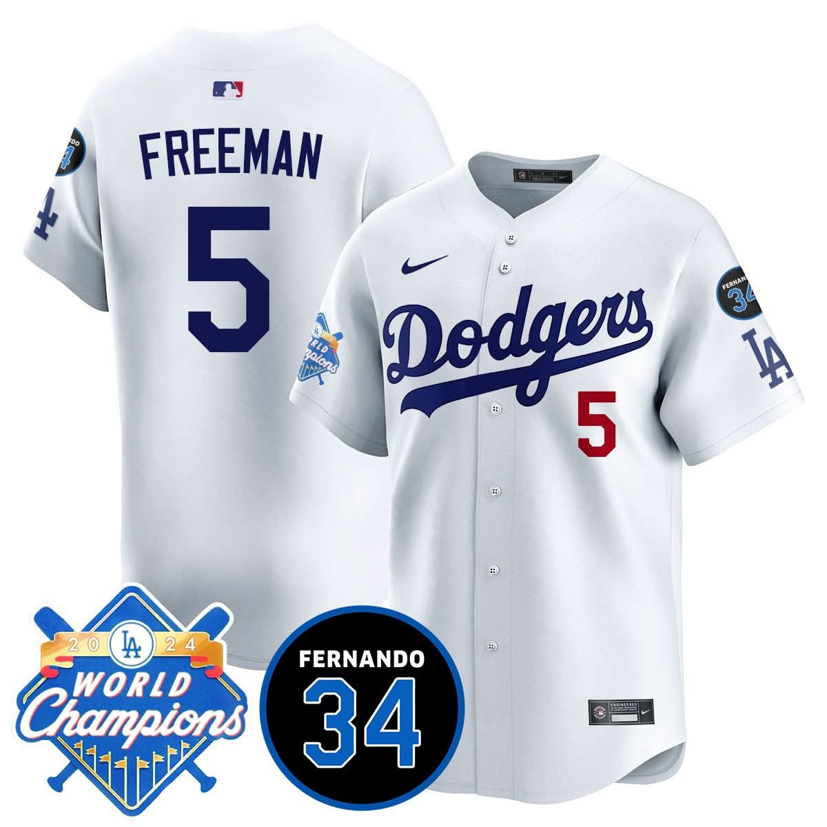 LA LAD - World Series Champions 2024/Fernando Valenzuela Memorial Jersey - Stitched