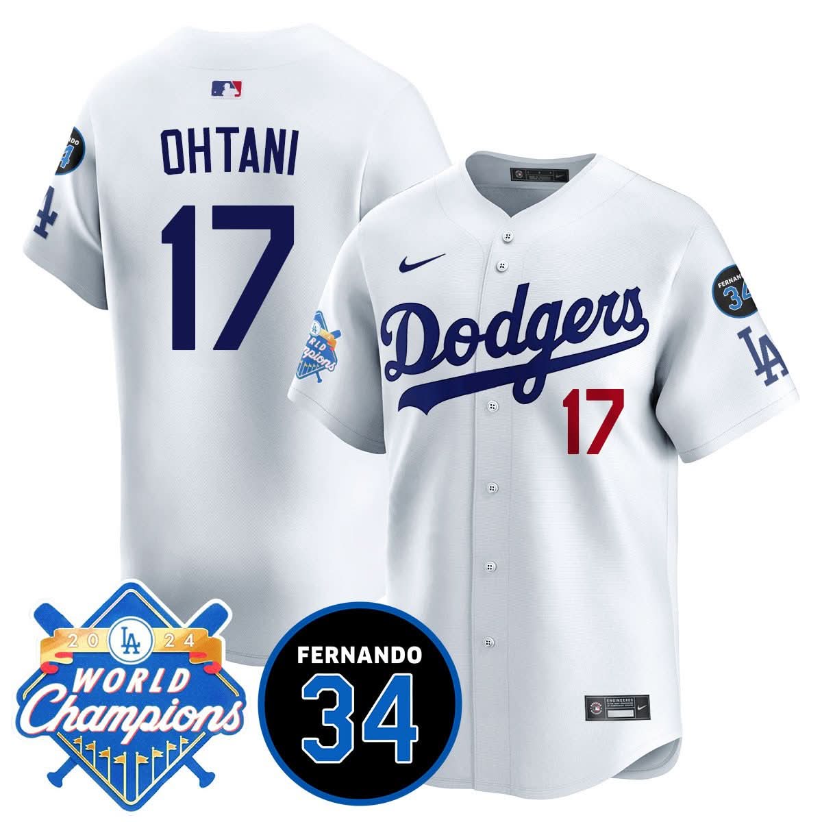 LA LAD - World Series Champions 2024/Fernando Valenzuela Memorial Jersey - Stitched