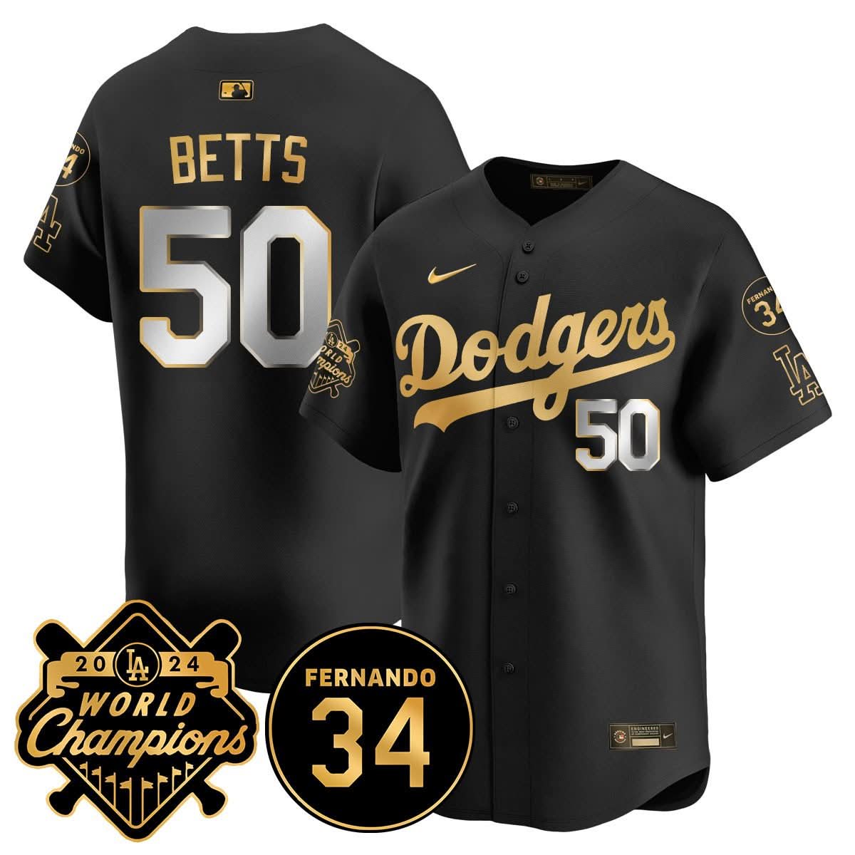 LA LAD - World Series Champions 2024/Fernando Valenzuela Memorial Jersey - Stitched