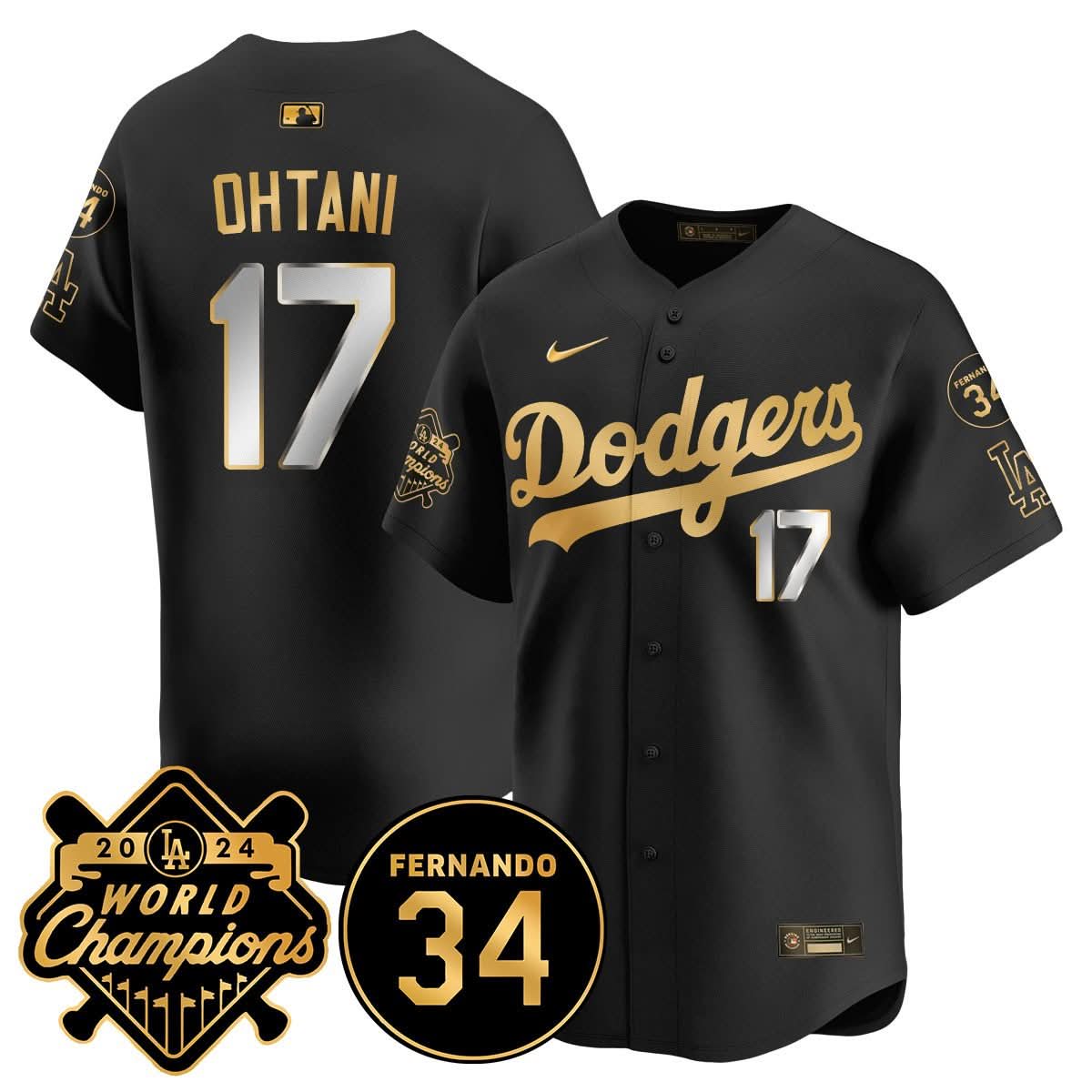 LA LAD - World Series Champions 2024/Fernando Valenzuela Memorial Jersey - Stitched