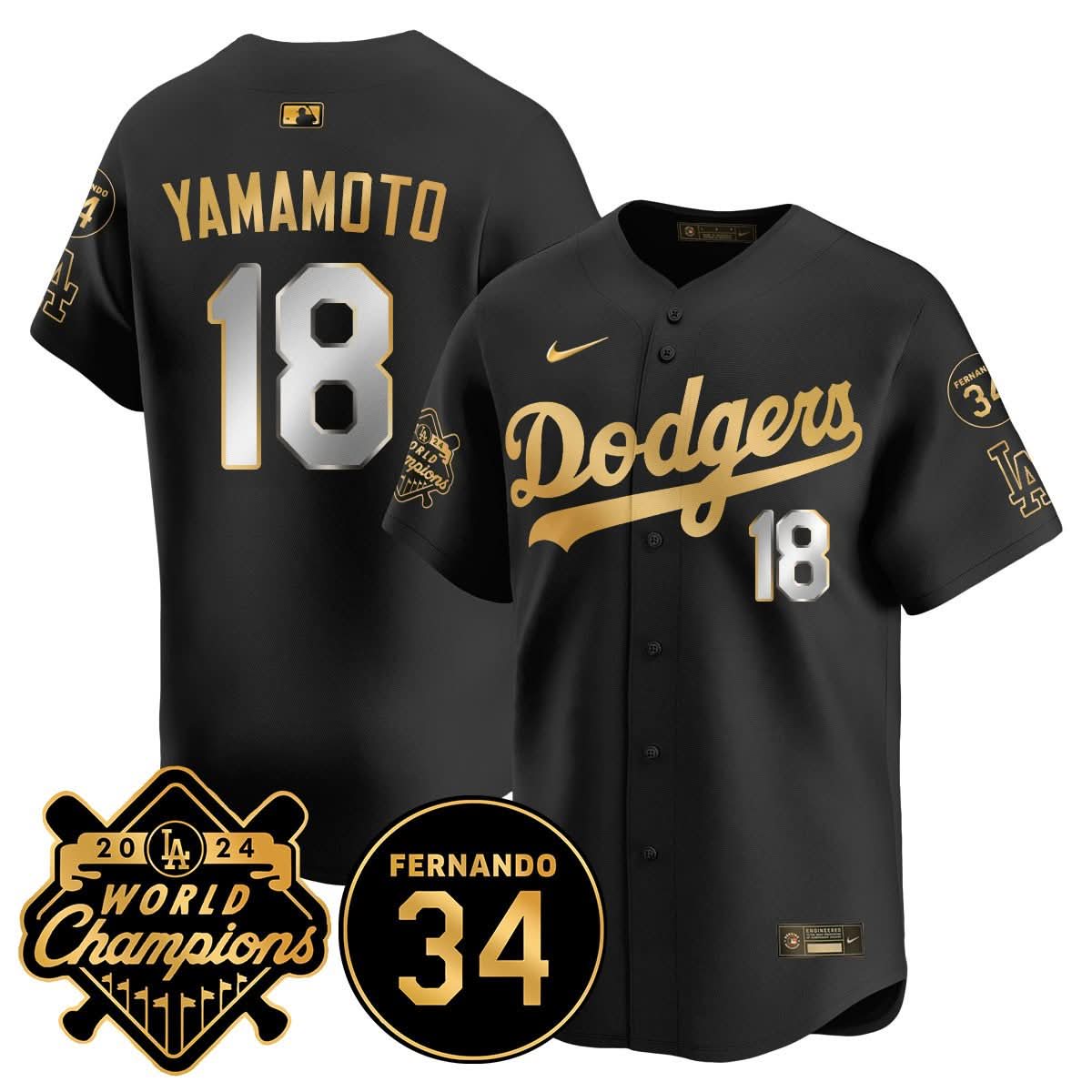 LA LAD - World Series Champions 2024/Fernando Valenzuela Memorial Jersey - Stitched