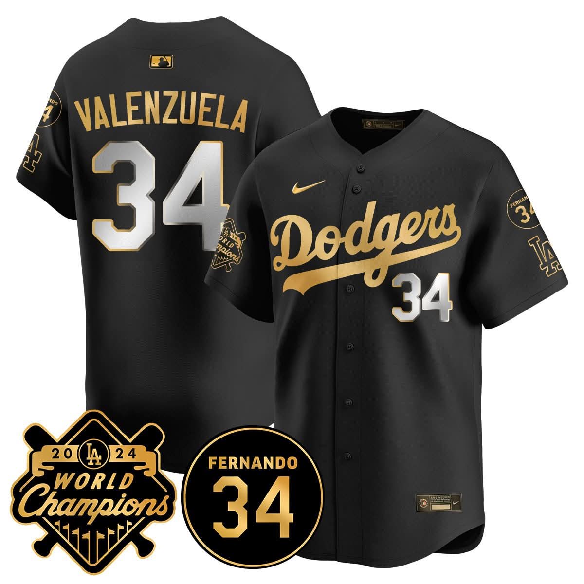 LA LAD - World Series Champions 2024/Fernando Valenzuela Memorial Jersey - Stitched