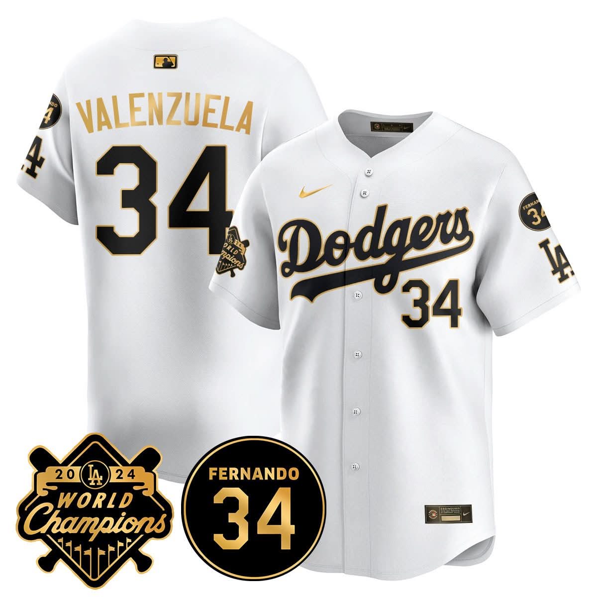 LA LAD - World Series Champions 2024/Fernando Valenzuela Memorial Jersey - Stitched