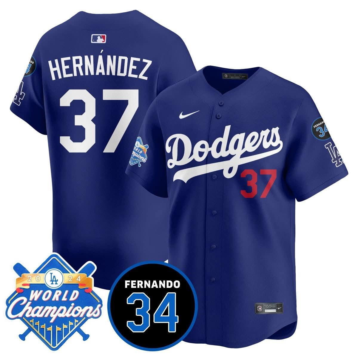 LA LAD - World Series Champions 2024/Fernando Valenzuela Memorial Jersey - Stitched