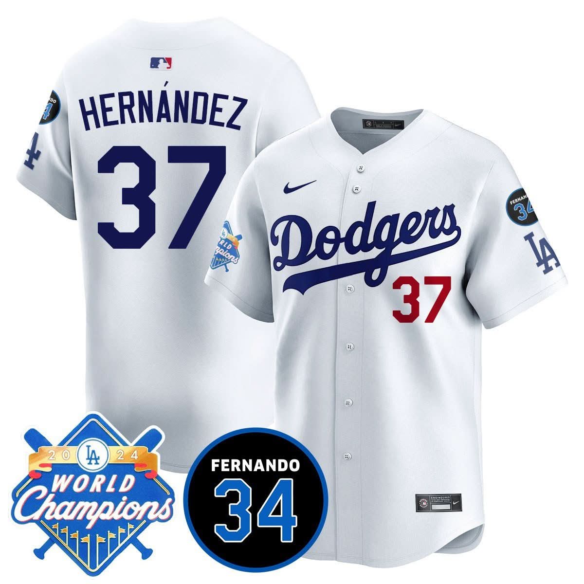 LA LAD - World Series Champions 2024/Fernando Valenzuela Memorial Jersey - Stitched