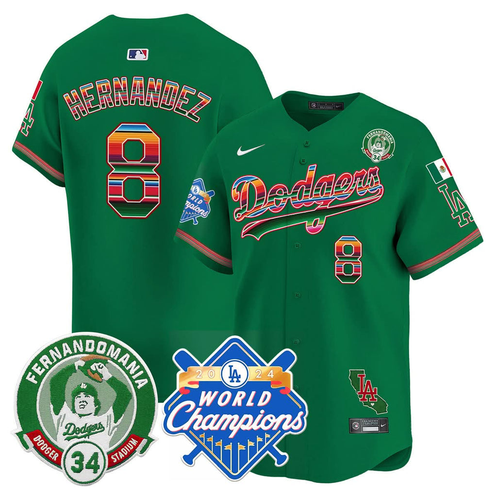 LAD Mexico Fernando Memorial & 2024 World Series Champions Patch Jersey - Stitched