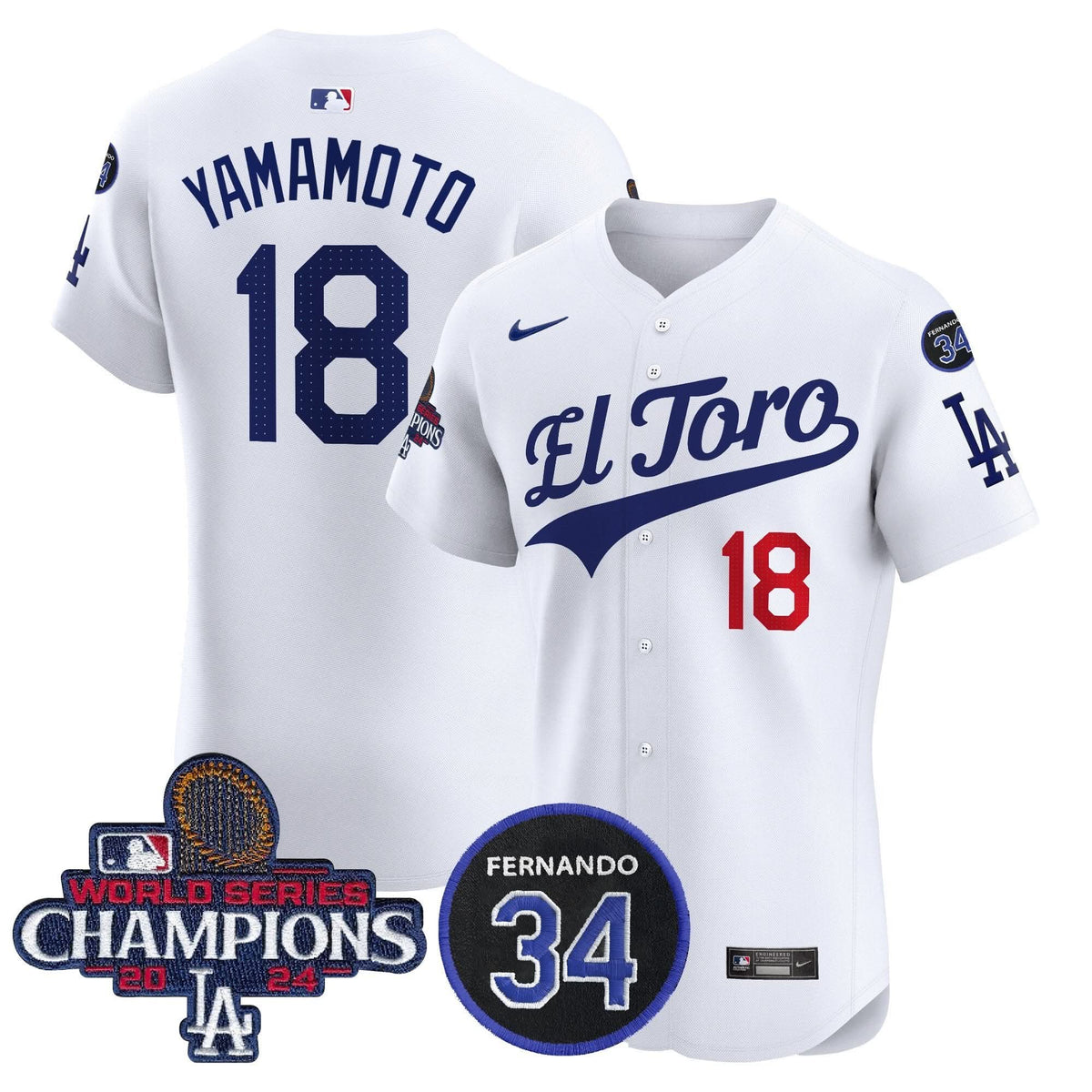 LAD El Toro 2024 World Series Champions Patch Vapor Premier Elite Jersey - Stitched