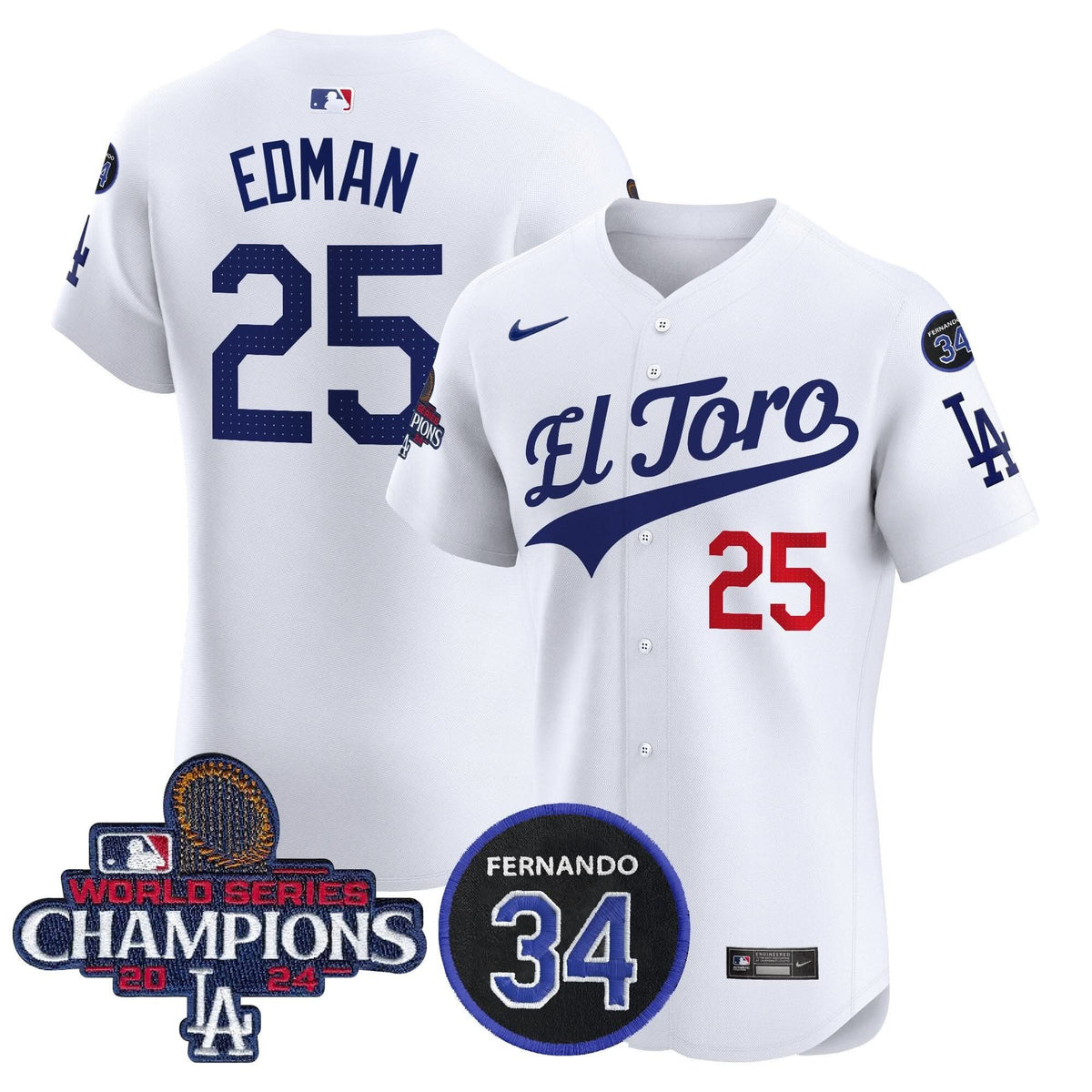 LAD El Toro 2024 World Series Champions Patch Vapor Premier Elite Jersey - Stitched