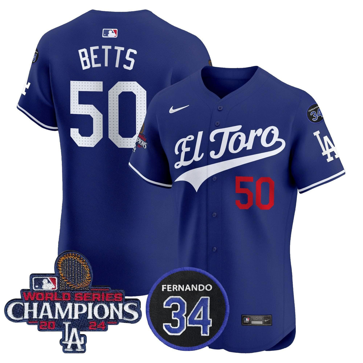LAD El Toro 2024 World Series Champions Patch Vapor Premier Elite Jersey - Stitched