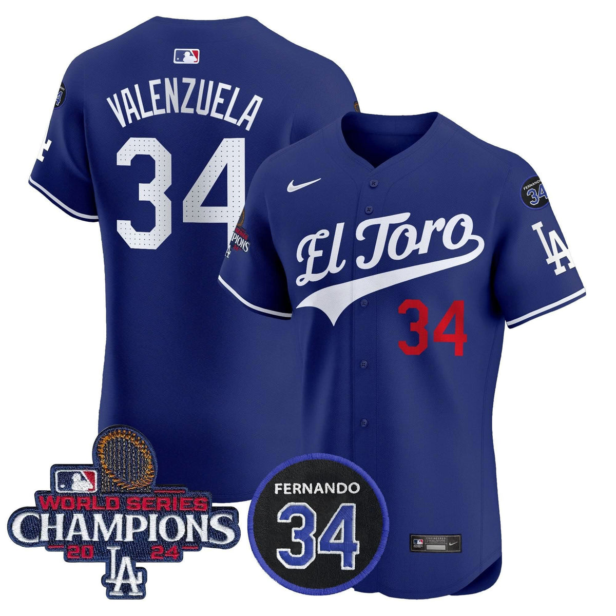 LAD El Toro 2024 World Series Champions Patch Vapor Premier Elite Jersey - Stitched