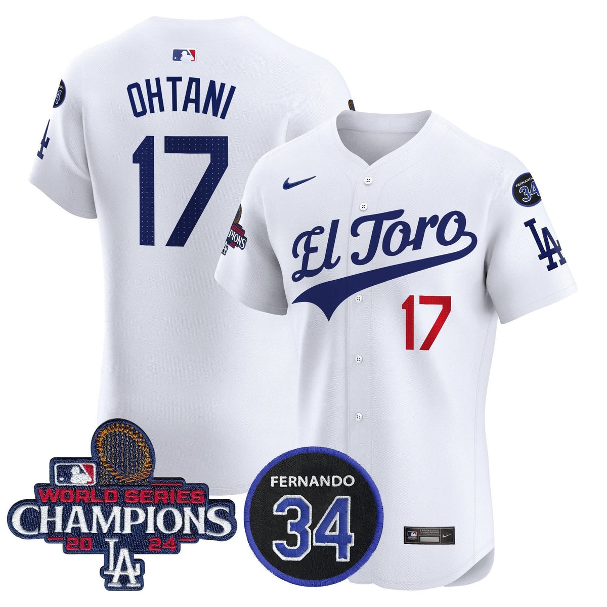 LAD El Toro 2024 World Series Champions Patch Vapor Premier Elite Jersey - Stitched