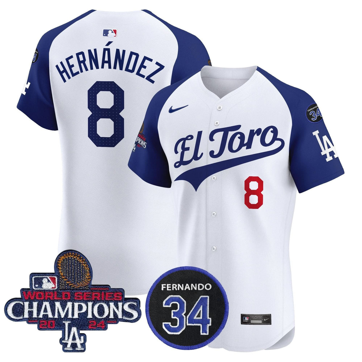 LAD El Toro 2024 World Series Champions Patch Vapor Premier Elite Jersey - Stitched