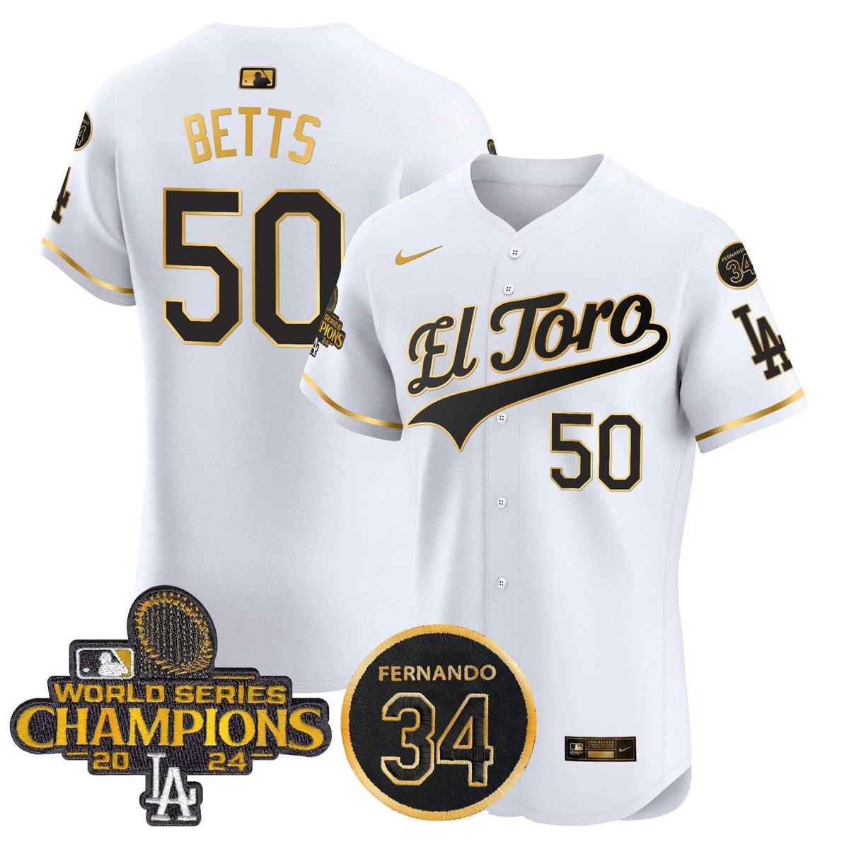 LAD El Toro 2024 World Series Champions Patch Vapor Premier Elite Jersey - Stitched