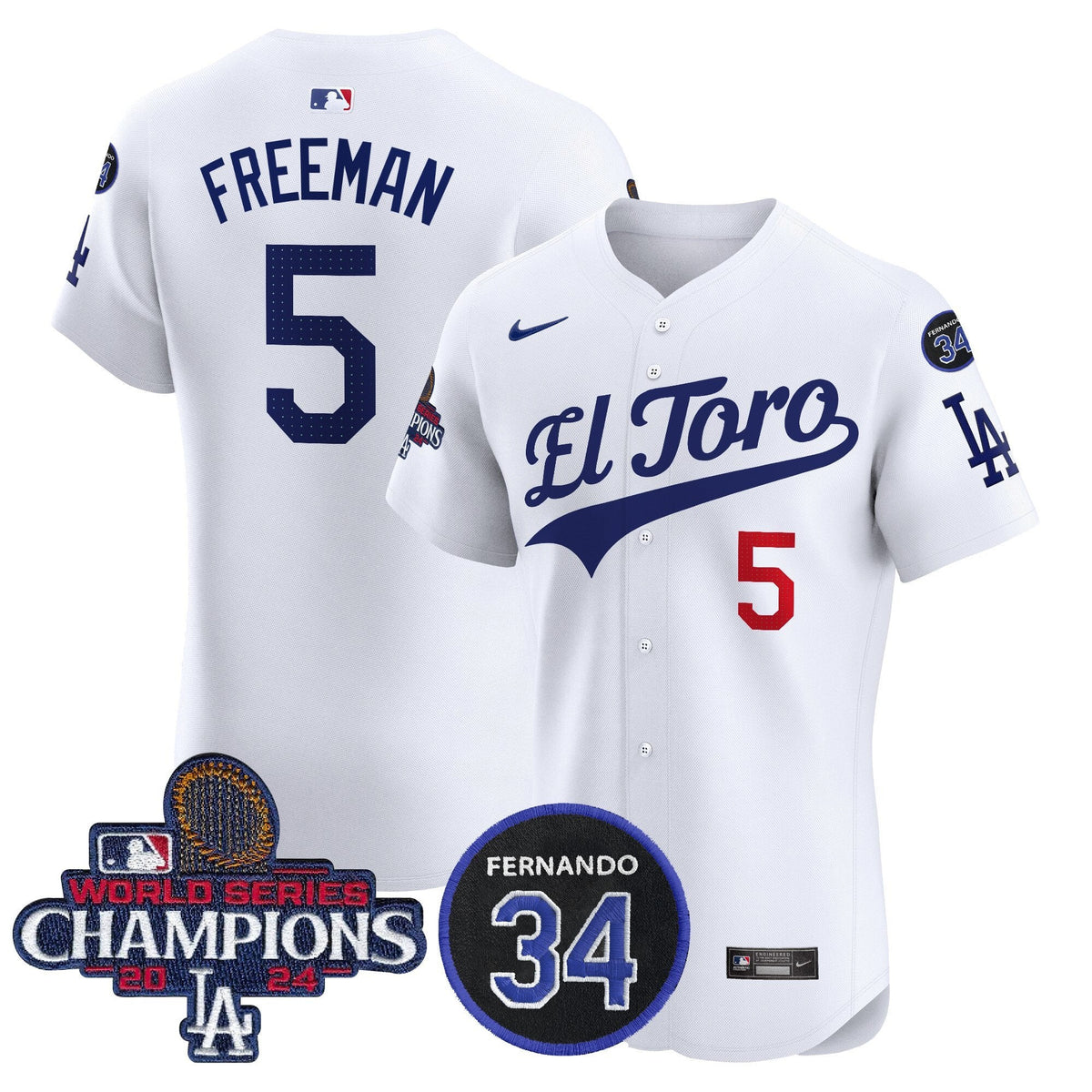 LAD El Toro 2024 World Series Champions Patch Vapor Premier Elite Jersey - Stitched