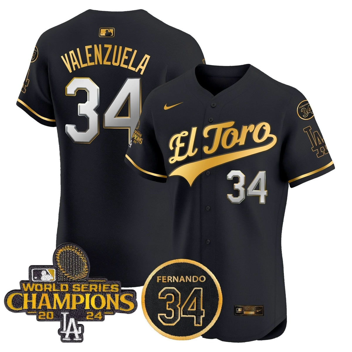 LAD El Toro 2024 World Series Champions Patch Vapor Premier Elite Jersey - Stitched