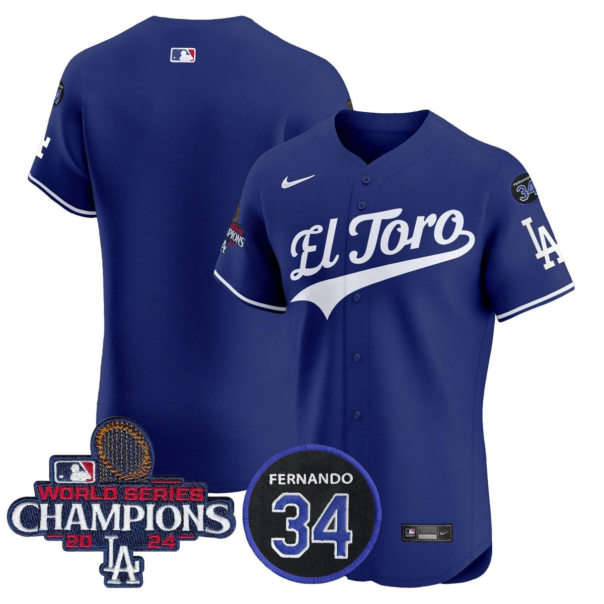 LAD El Toro 2024 World Series Champions Patch Vapor Premier Elite Jersey - Stitched