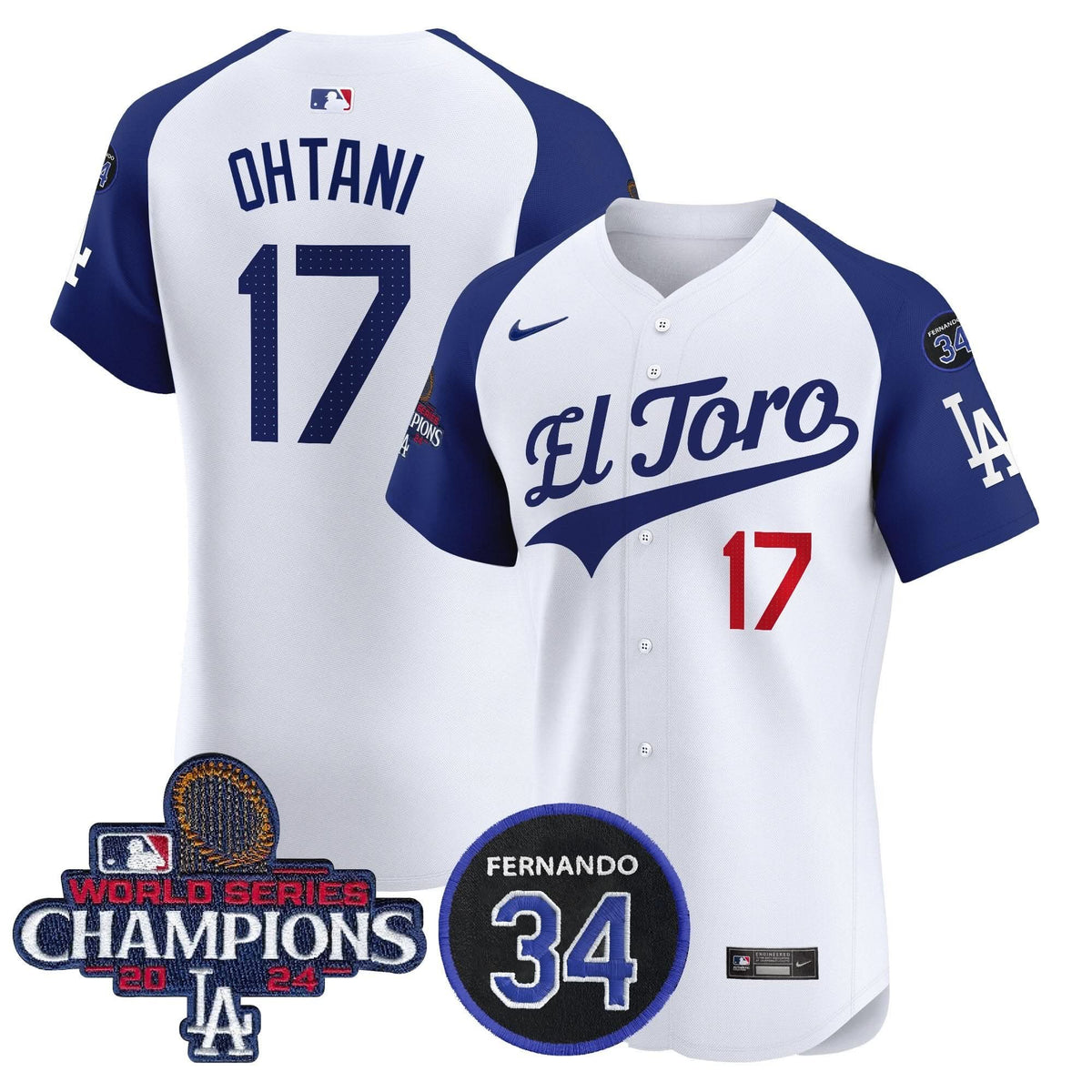 LAD El Toro 2024 World Series Champions Patch Vapor Premier Elite Jersey - Stitched
