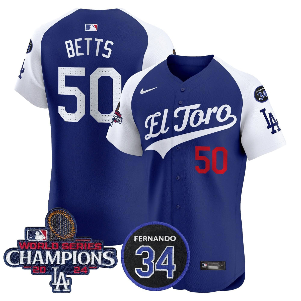 LAD El Toro 2024 World Series Champions Patch Vapor Premier Elite Jersey - Stitched