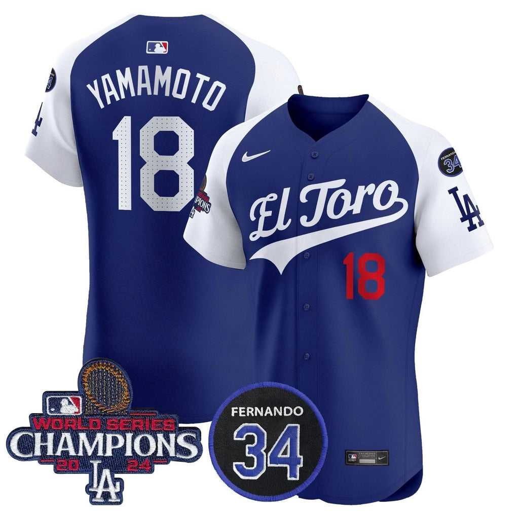 LAD El Toro 2024 World Series Champions Patch Vapor Premier Elite Jersey - Stitched