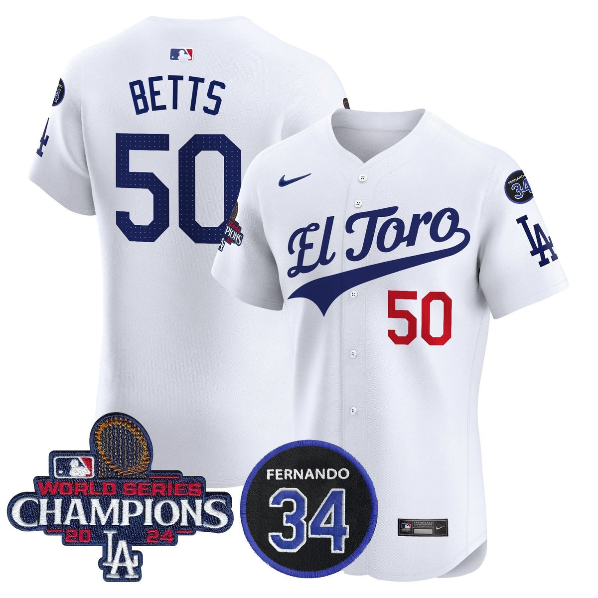 LAD El Toro 2024 World Series Champions Patch Vapor Premier Elite Jersey - Stitched