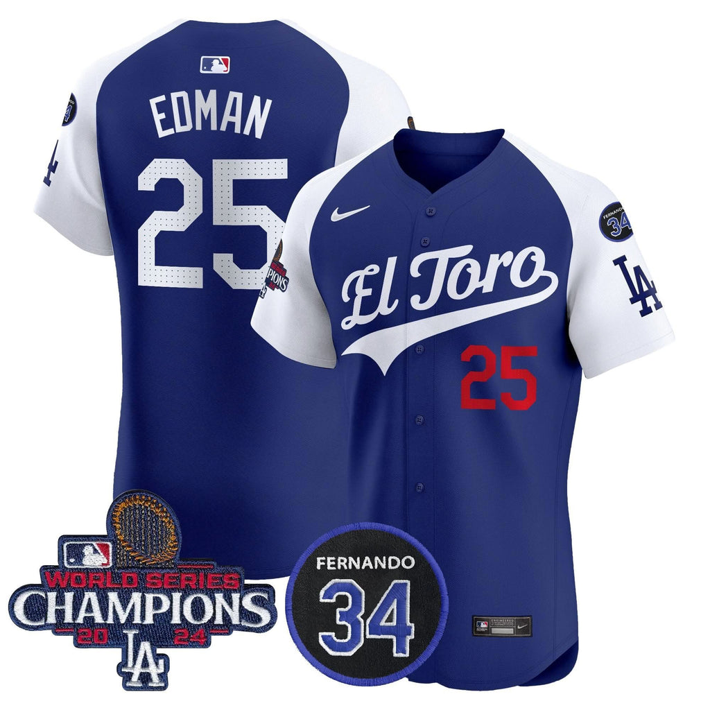 LAD El Toro 2024 World Series Champions Patch Vapor Premier Elite Jersey - Stitched