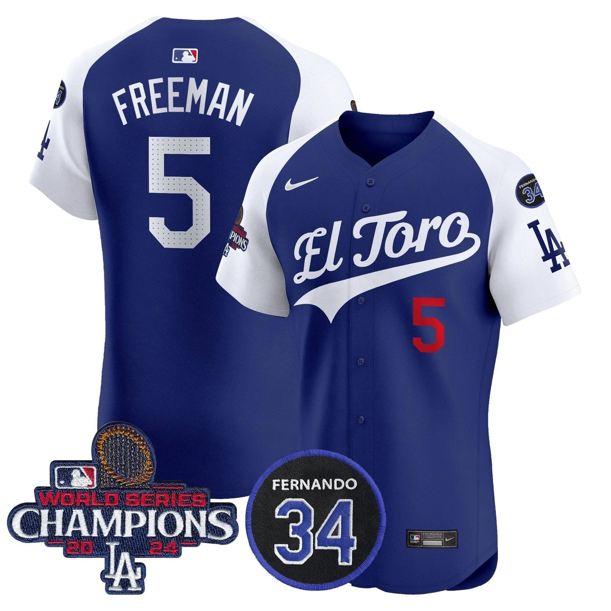 LAD El Toro 2024 World Series Champions Patch Vapor Premier Elite Jersey - Stitched