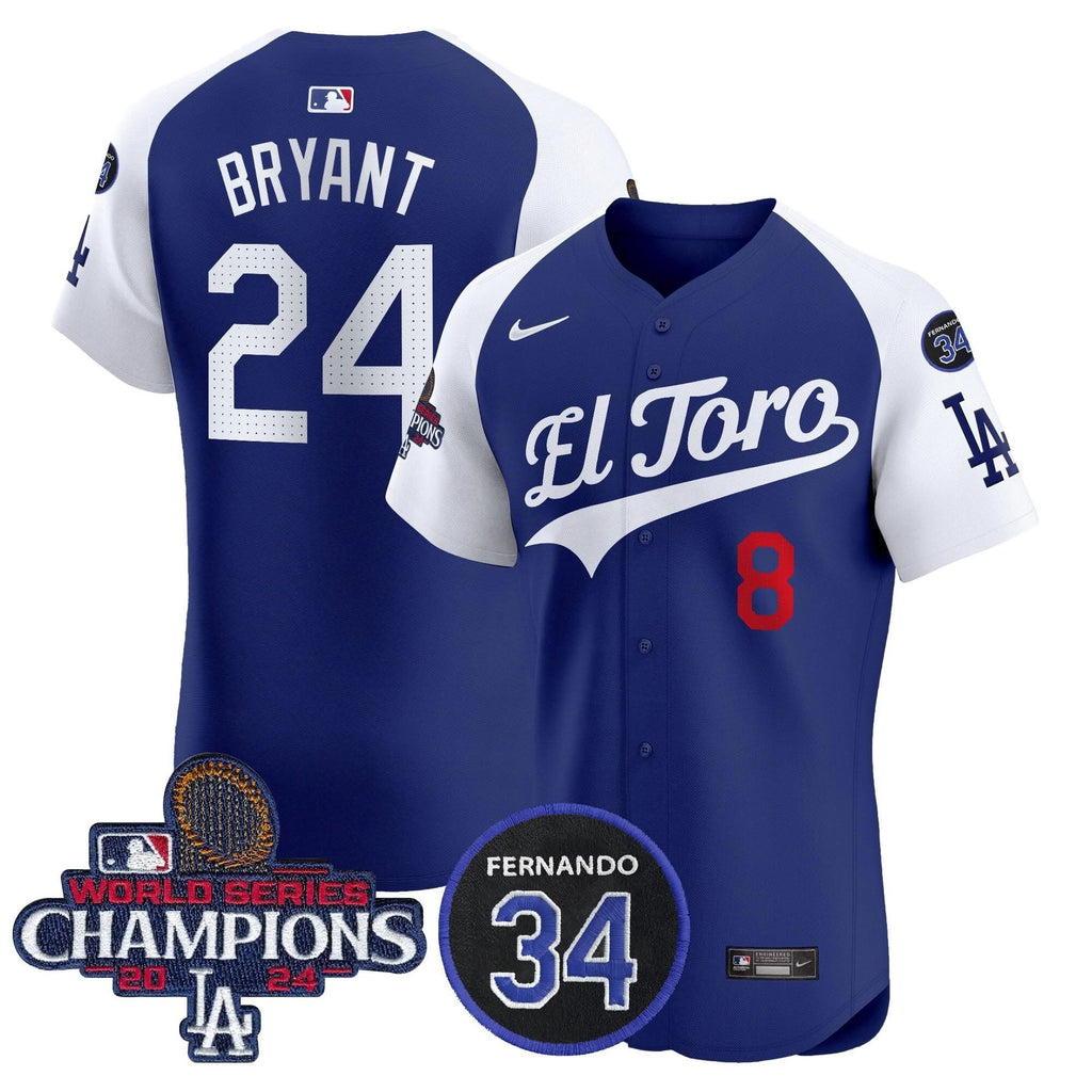 LAD El Toro 2024 World Series Champions Patch Vapor Premier Elite Jersey - Stitched
