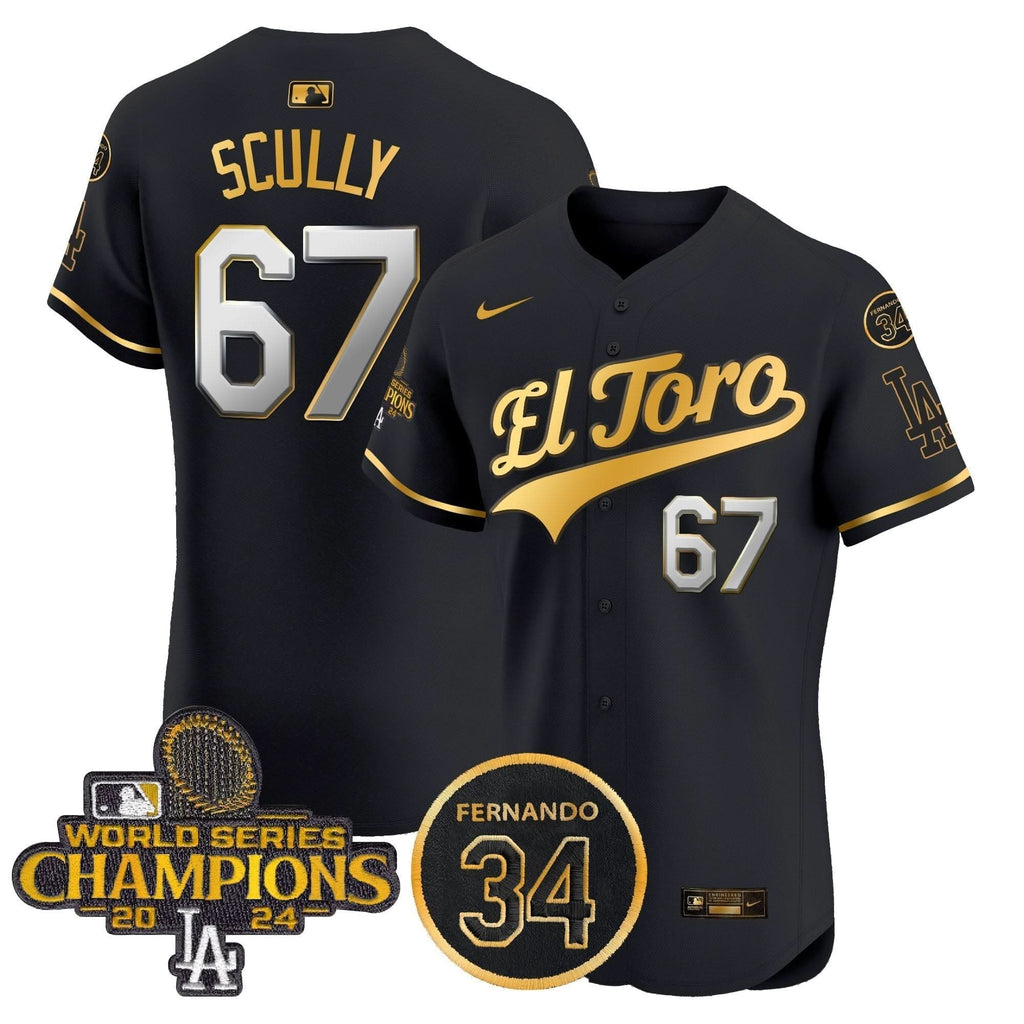 LAD El Toro 2024 World Series Champions Patch Vapor Premier Elite Jersey - Stitched