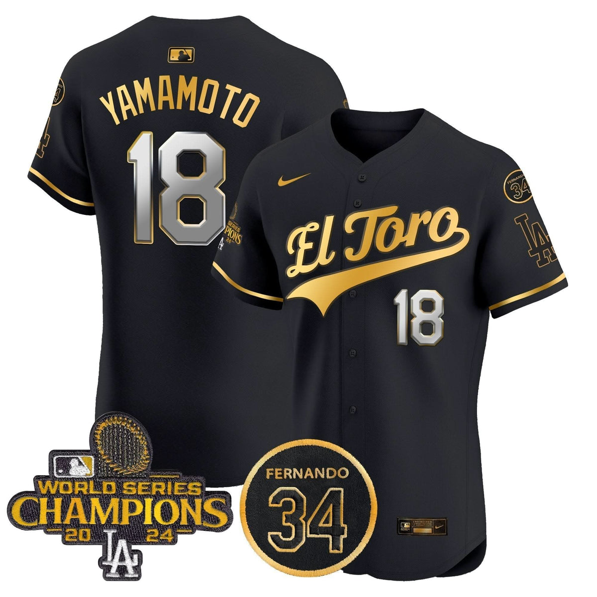 LAD El Toro 2024 World Series Champions Patch Vapor Premier Elite Jersey - Stitched