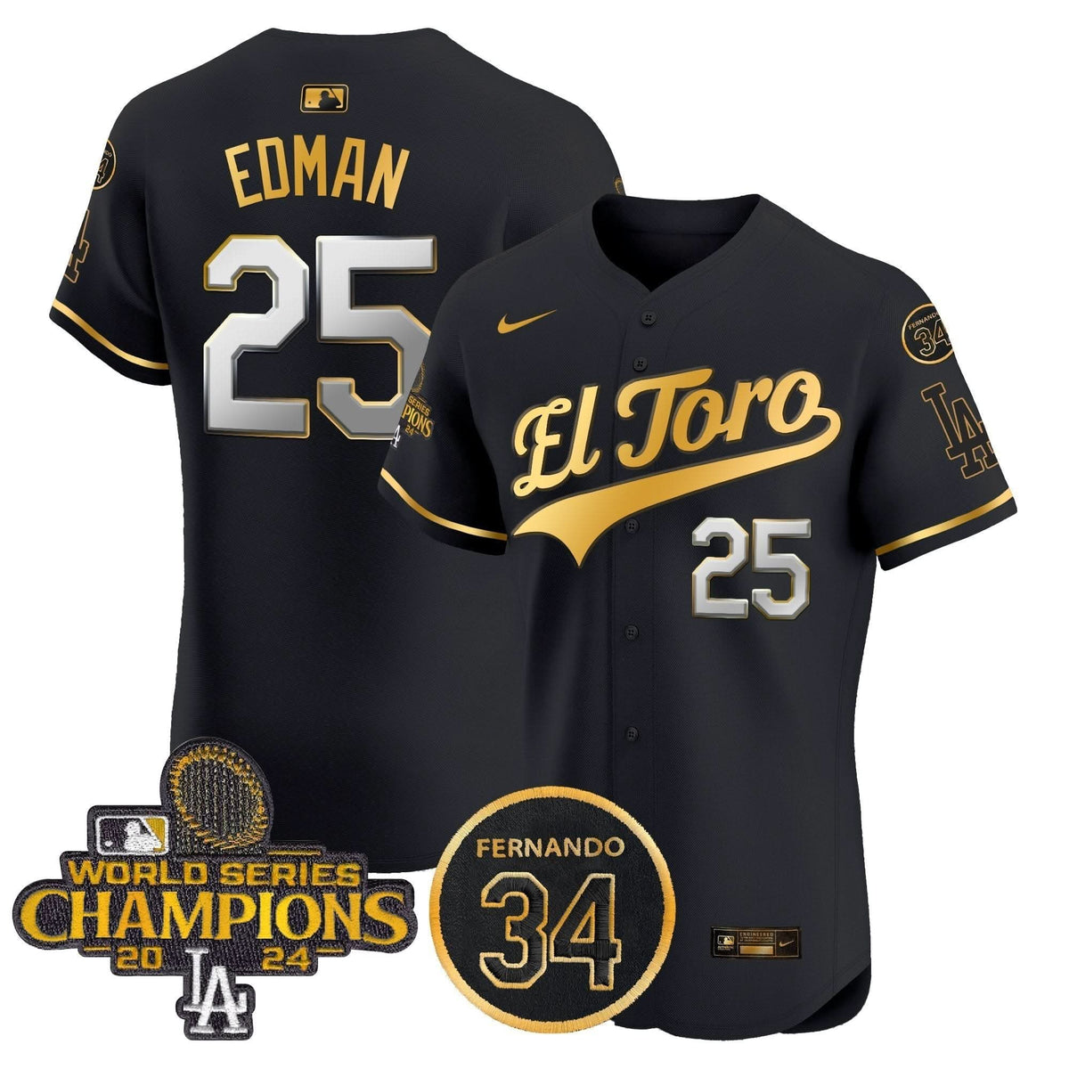 LAD El Toro 2024 World Series Champions Patch Vapor Premier Elite Jersey - Stitched