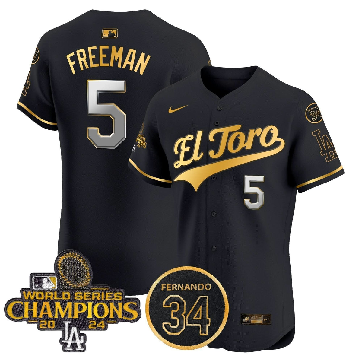 LAD El Toro 2024 World Series Champions Patch Vapor Premier Elite Jersey - Stitched