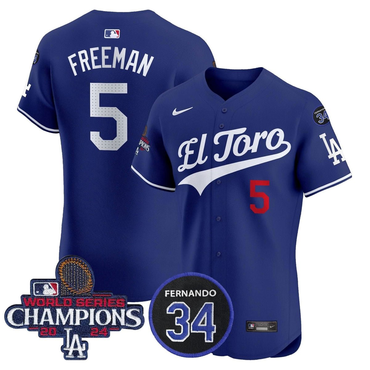 LAD El Toro 2024 World Series Champions Patch Vapor Premier Elite Jersey - Stitched
