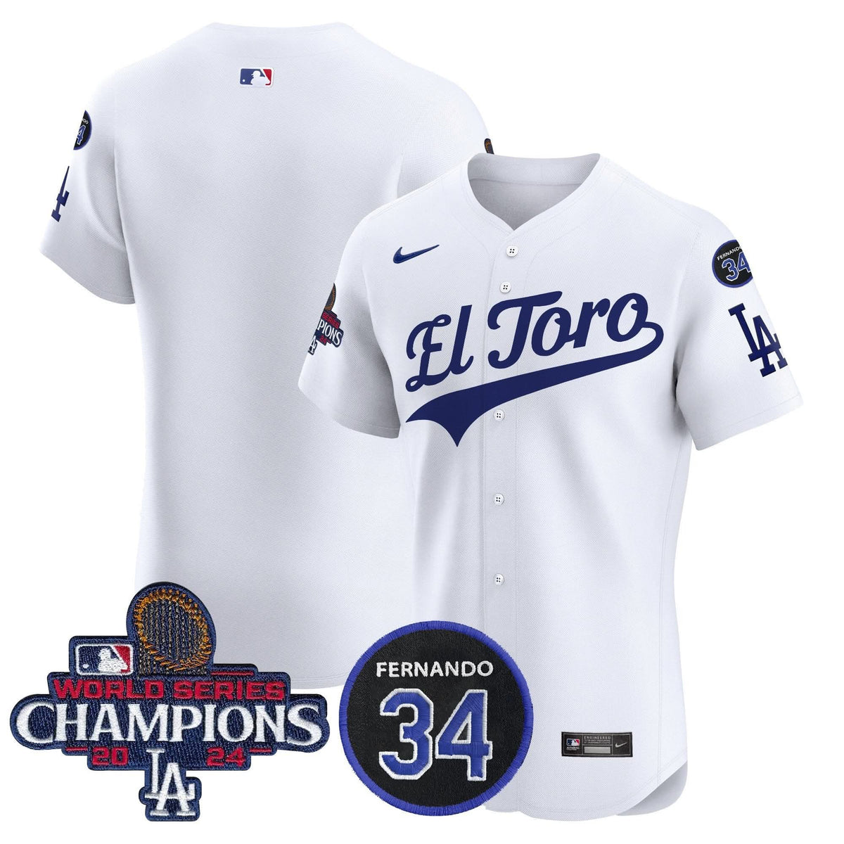 LAD El Toro 2024 World Series Champions Patch Vapor Premier Elite Jersey - Stitched