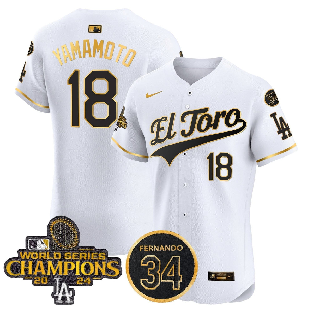 LAD El Toro 2024 World Series Champions Patch Vapor Premier Elite Jersey - Stitched
