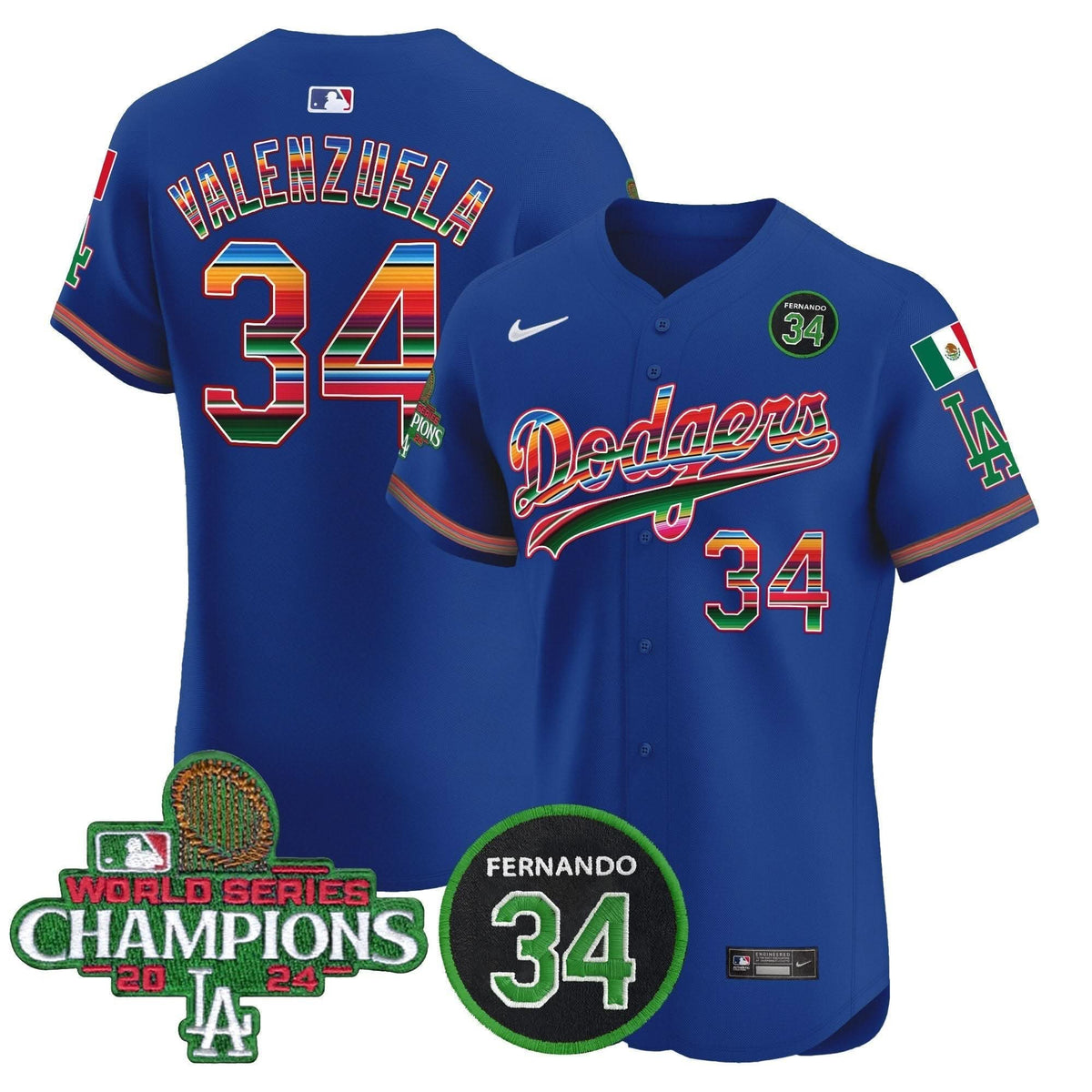 LAD Mexico 2024 World Series Champions Vapor Premier Elite Jersey V2 - Stitched