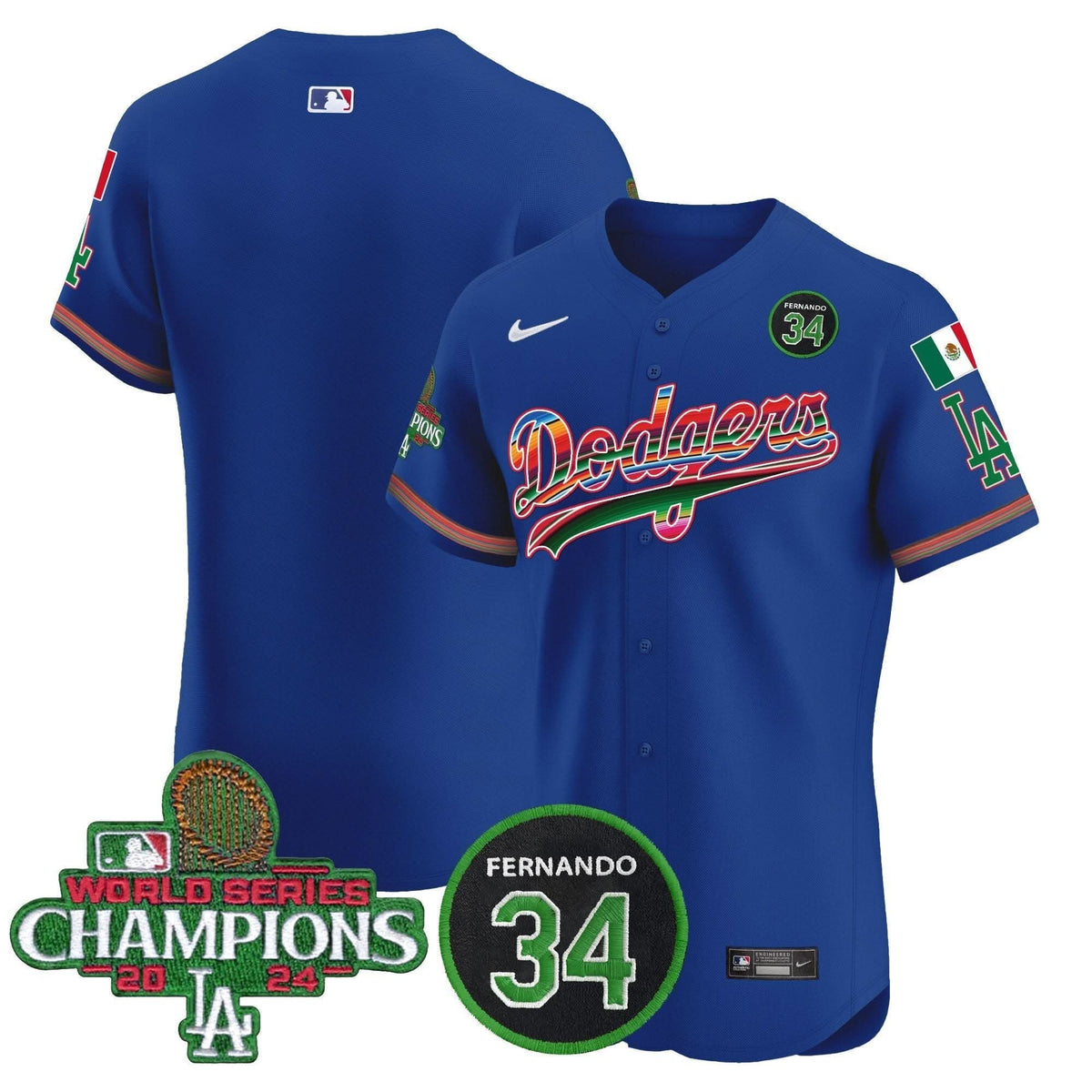 LAD Mexico 2024 World Series Champions Vapor Premier Elite Jersey V2 - Stitched