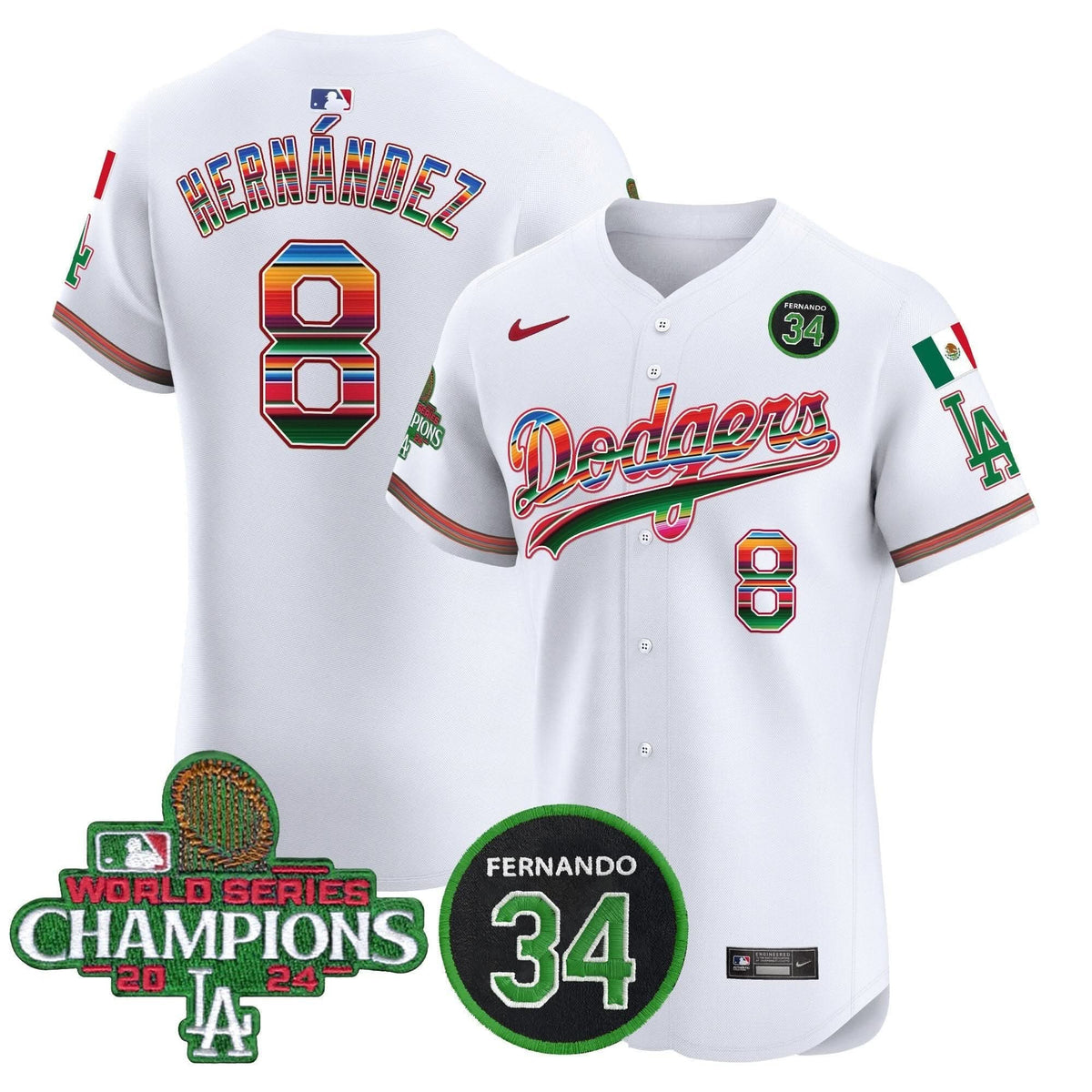 LAD Mexico 2024 World Series Champions Vapor Premier Elite Jersey V2 - Stitched