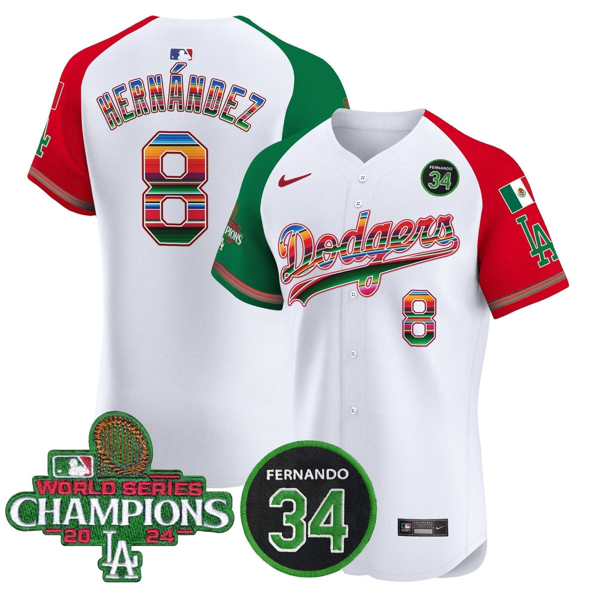 LAD Mexico 2024 World Series Champions Vapor Premier Elite Jersey V2 - Stitched