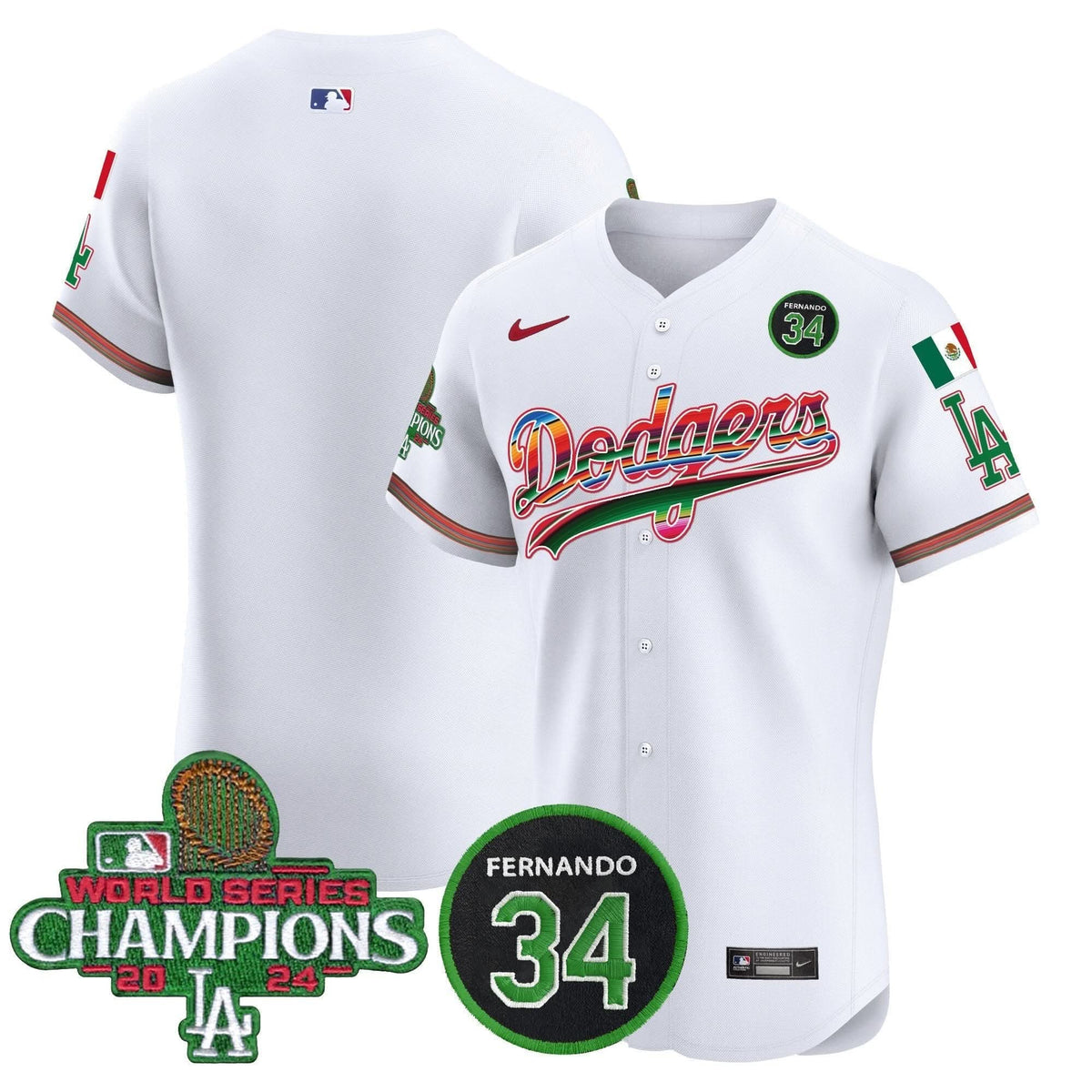 LAD Mexico 2024 World Series Champions Vapor Premier Elite Jersey V2 - Stitched