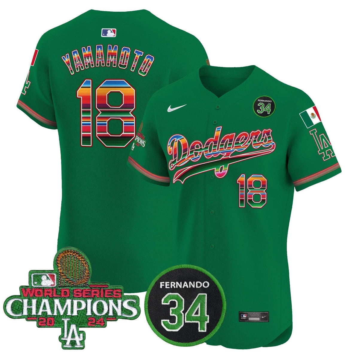 LAD Mexico 2024 World Series Champions Vapor Premier Elite Jersey V2 - Stitched