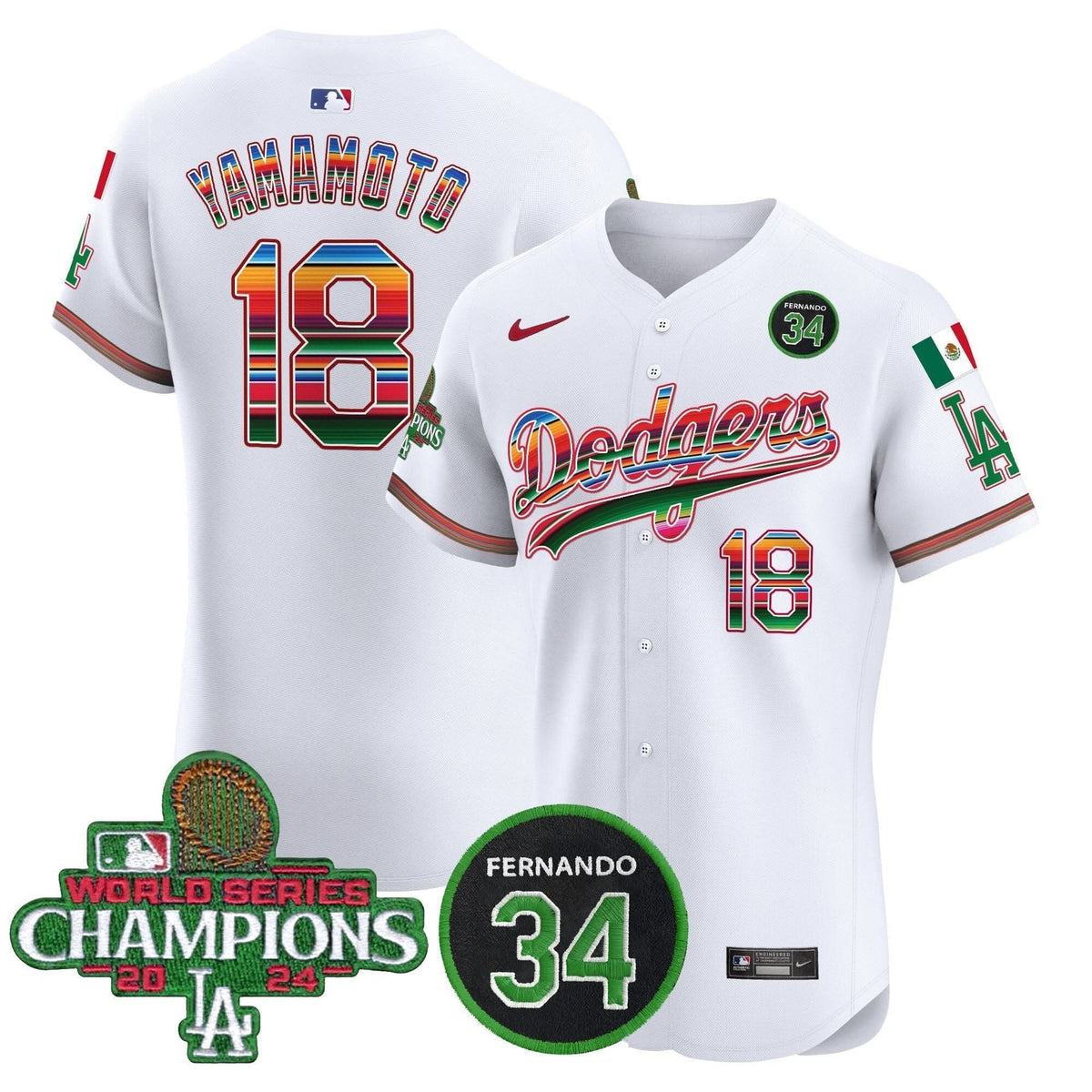LAD Mexico 2024 World Series Champions Vapor Premier Elite Jersey V2 - Stitched