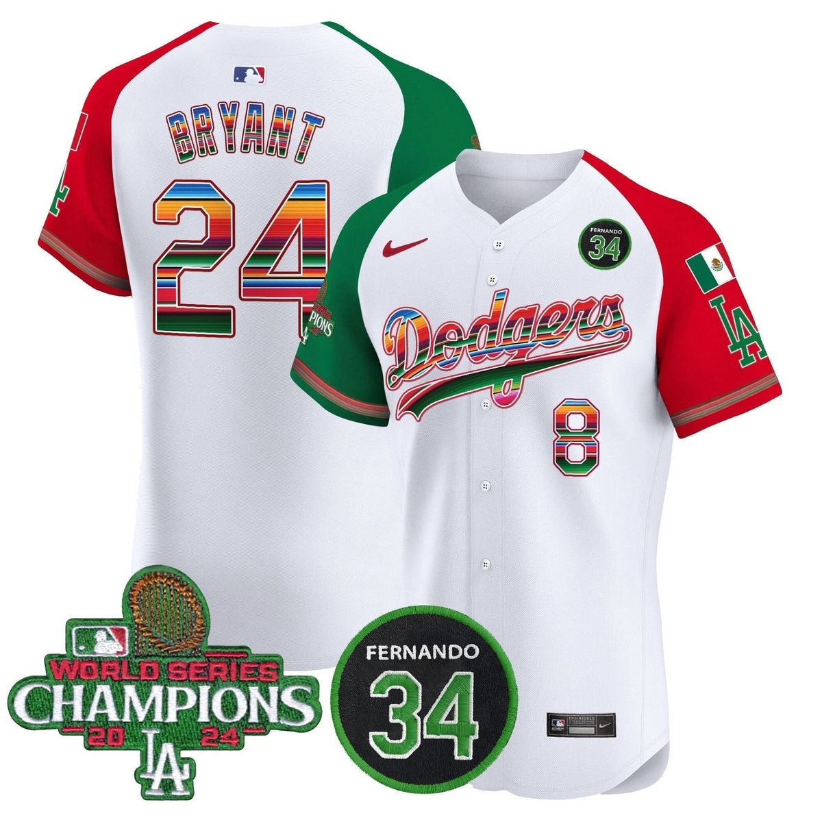 LAD Mexico 2024 World Series Champions Vapor Premier Elite Jersey V2 - Stitched