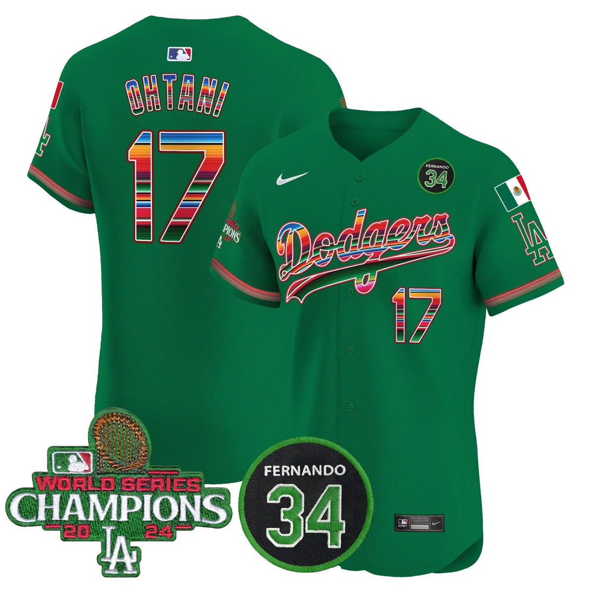 LAD Mexico 2024 World Series Champions Vapor Premier Elite Jersey V2 - Stitched