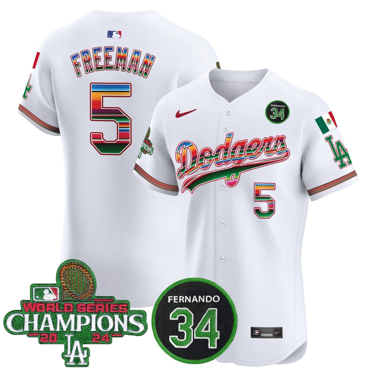 LAD Mexico 2024 World Series Champions Vapor Premier Elite Jersey V2 - Stitched