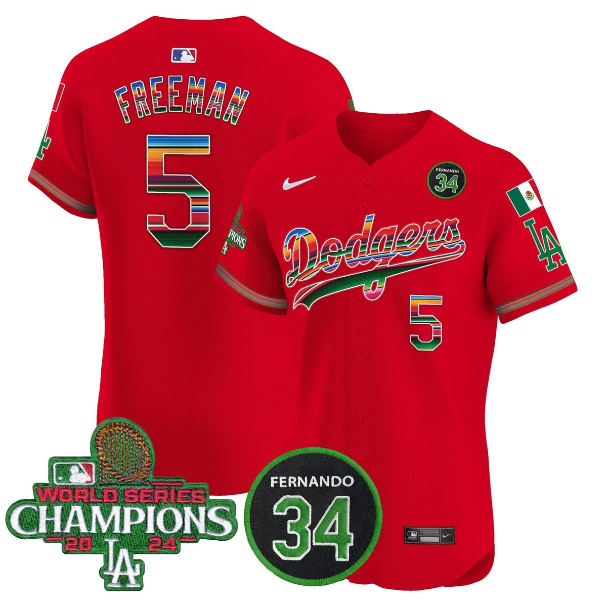 LAD Mexico 2024 World Series Champions Vapor Premier Elite Jersey V2 - Stitched
