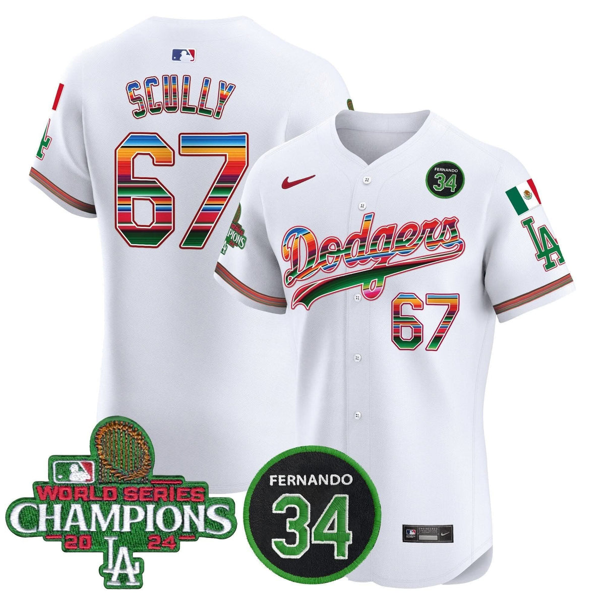 LAD Mexico 2024 World Series Champions Vapor Premier Elite Jersey V2 - Stitched